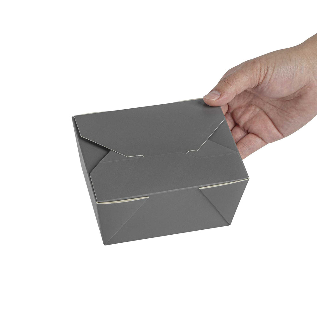 Bio Tek 30 oz Rectangle Gray Paper #1 Bio Box Take Out Container - 5" x 4" x 2 1/2" - 50 count box