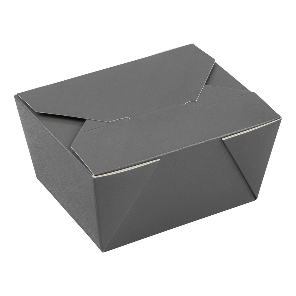 Bio Tek 30 oz Rectangle Gray Paper #1 Bio Box Take Out Container - 5" x 4" x 2 1/2" - 50 count box