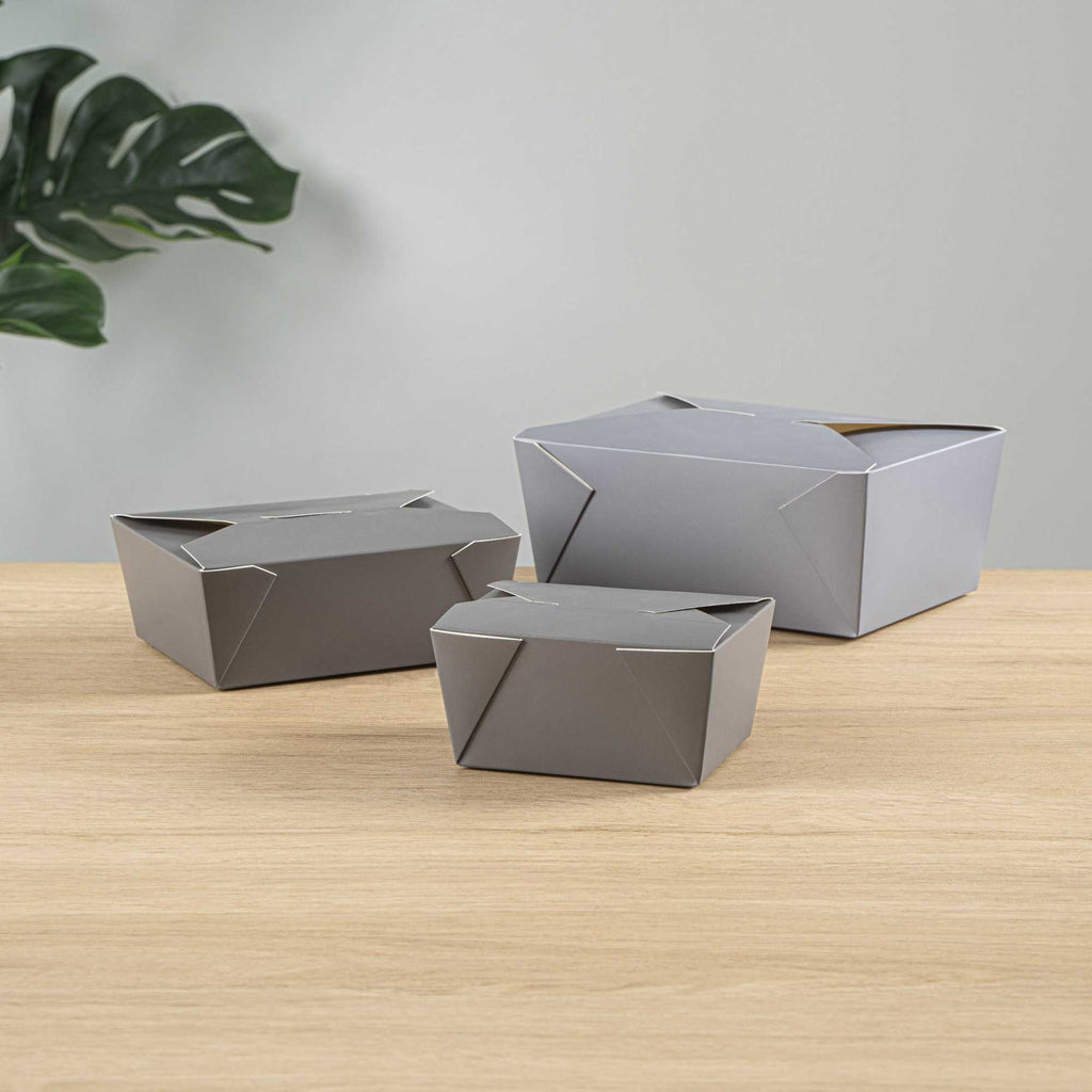 Bio Tek 30 oz Rectangle Gray Paper #1 Bio Box Take Out Container - 5" x 4" x 2 1/2" - 50 count box