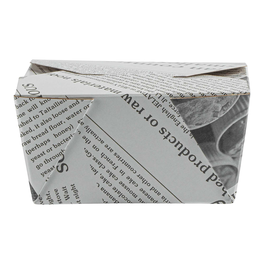 Bio Tek 30 oz Rectangle Newsprint Paper #1 Bio Box Take Out Container - 5" x 4" x 2 1/2" - 50 count box