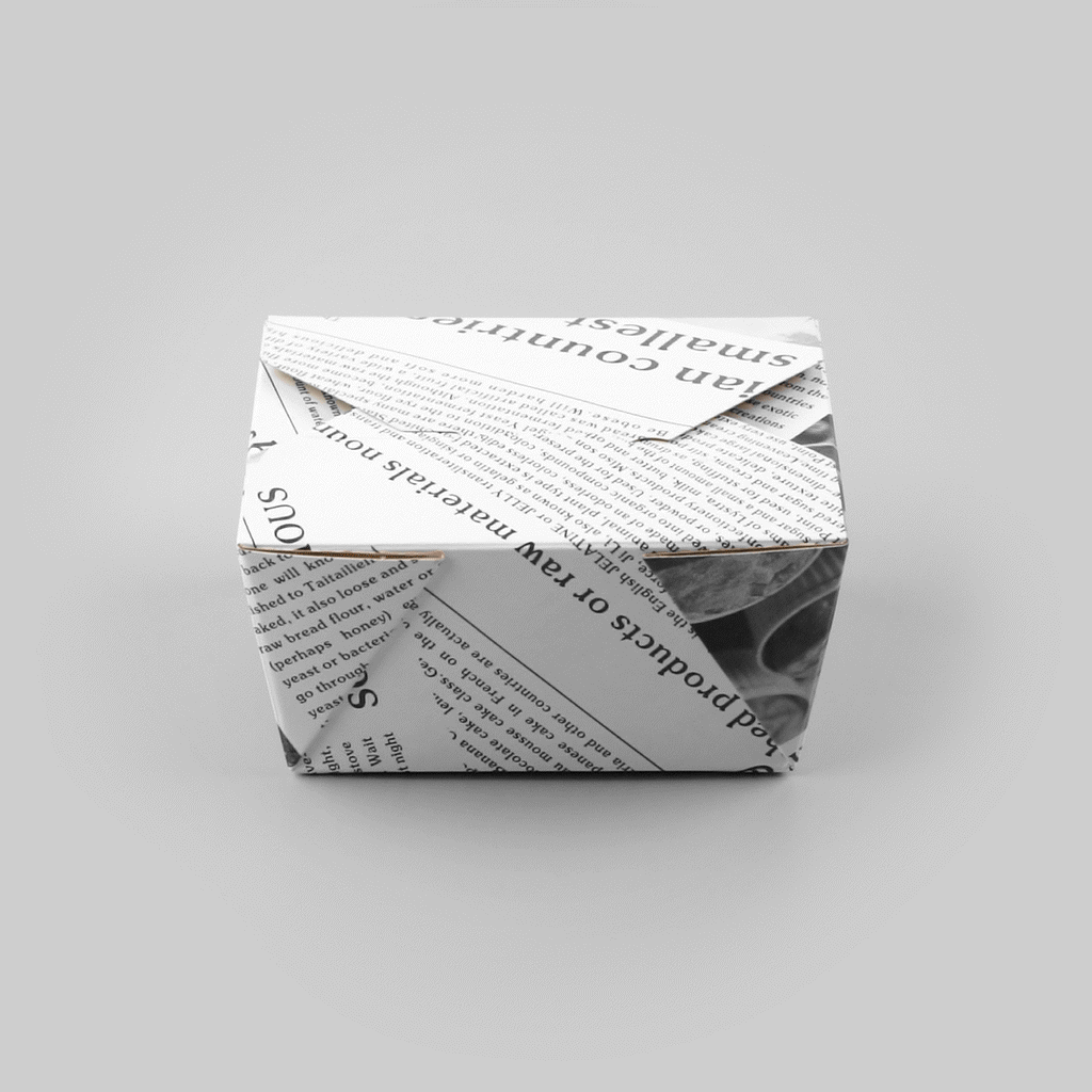 Bio Tek 30 oz Rectangle Newsprint Paper #1 Bio Box Take Out Container - 5" x 4" x 2 1/2" - 200 count box