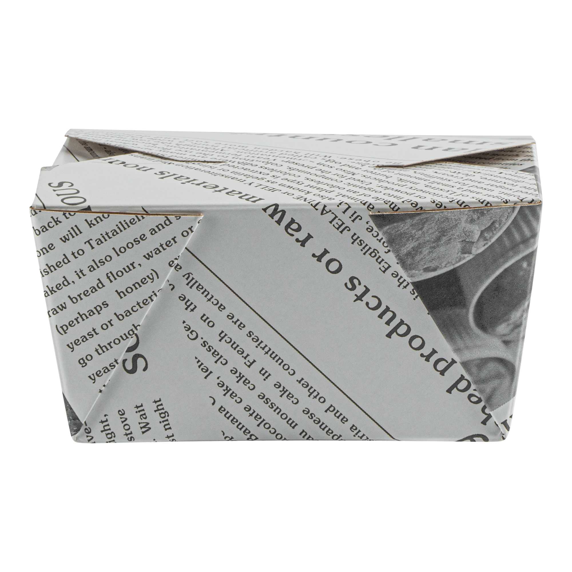 Bio Tek 30 oz Rectangle Newsprint Paper #1 Bio Box Take Out Container - 5" x 4" x 2 1/2" - 200 count box