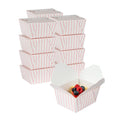 Bio Tek 30 oz Rectangle Pink and White Stripe Paper #1 Bio Box Take Out Container - 5" x 4" x 2 1/2" - 50 count box