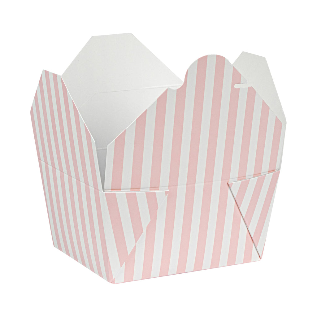 Bio Tek 30 oz Rectangle Pink and White Stripe Paper #1 Bio Box Take Out Container - 5" x 4" x 2 1/2" - 50 count box