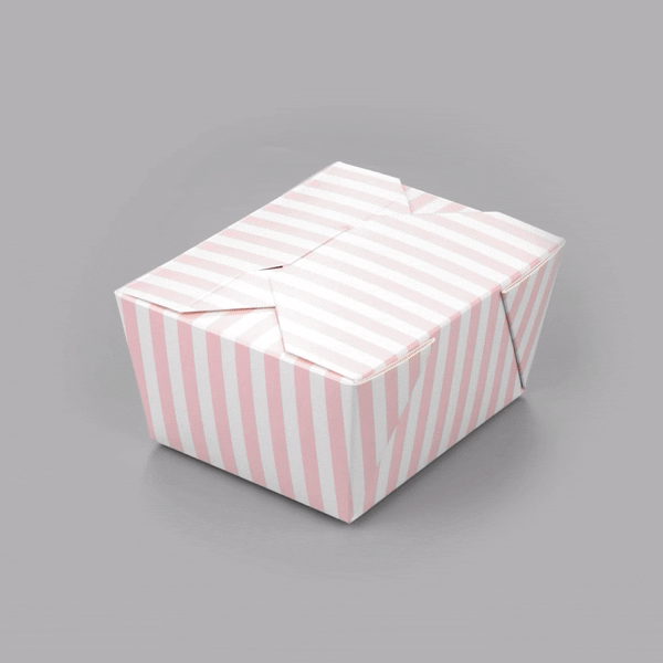 Bio Tek 30 oz Rectangle Pink and White Stripe Paper #1 Bio Box Take Out Container - 5" x 4" x 2 1/2" - 200 count box