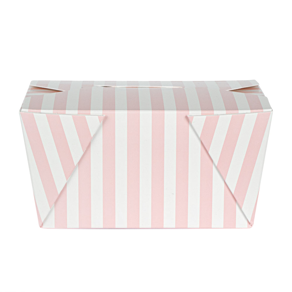 Bio Tek 30 oz Rectangle Pink and White Stripe Paper #1 Bio Box Take Out Container - 5" x 4" x 2 1/2" - 200 count box