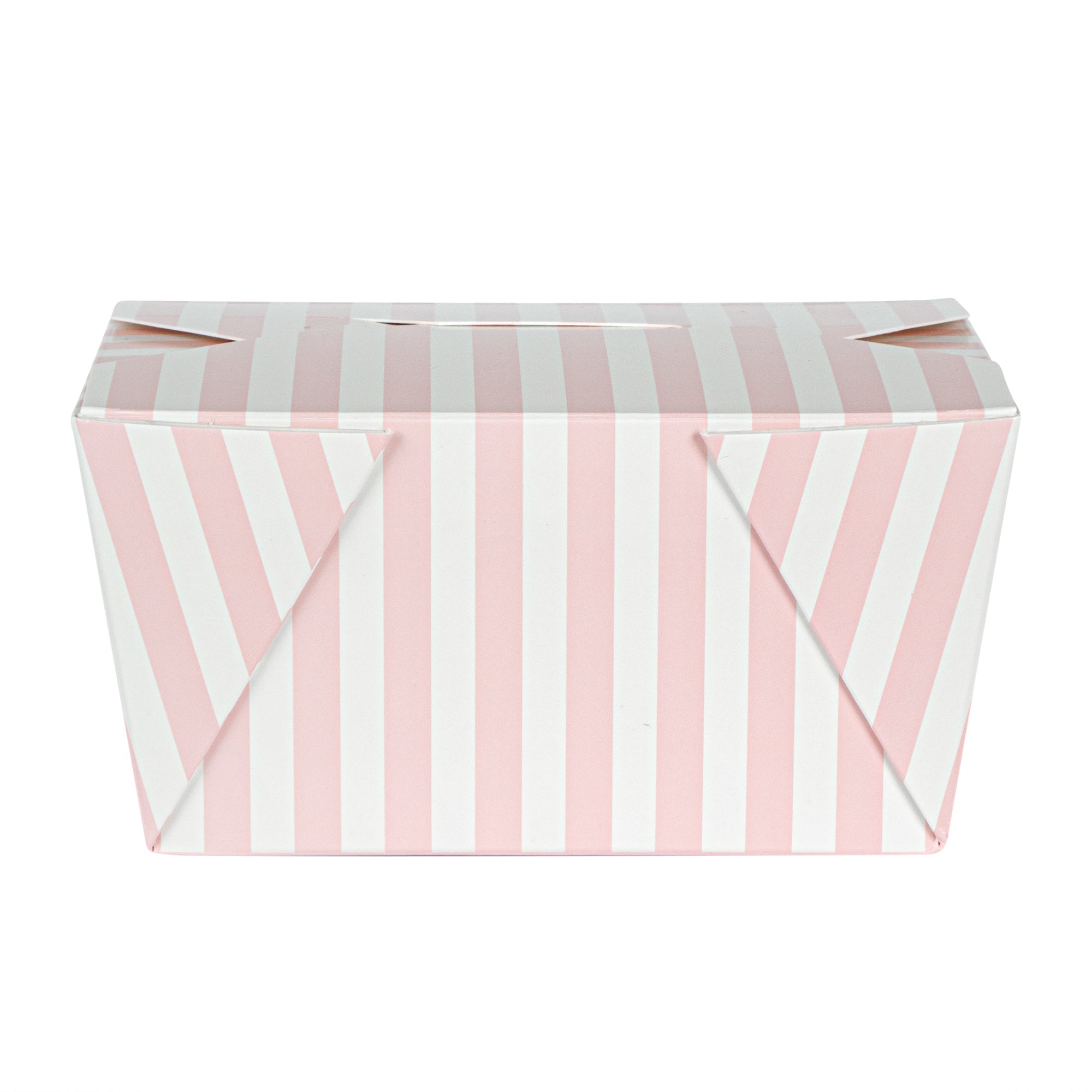 Bio Tek 30 oz Rectangle Pink and White Stripe Paper #1 Bio Box Take Out Container - 5" x 4" x 2 1/2" - 200 count box