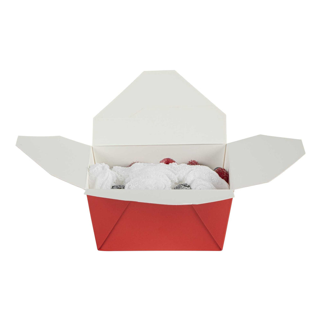 Bio Tek 30 oz Rectangle Red Paper #1 Bio Box Take Out Container - 5" x 4" x 2 1/2" - 50 count box