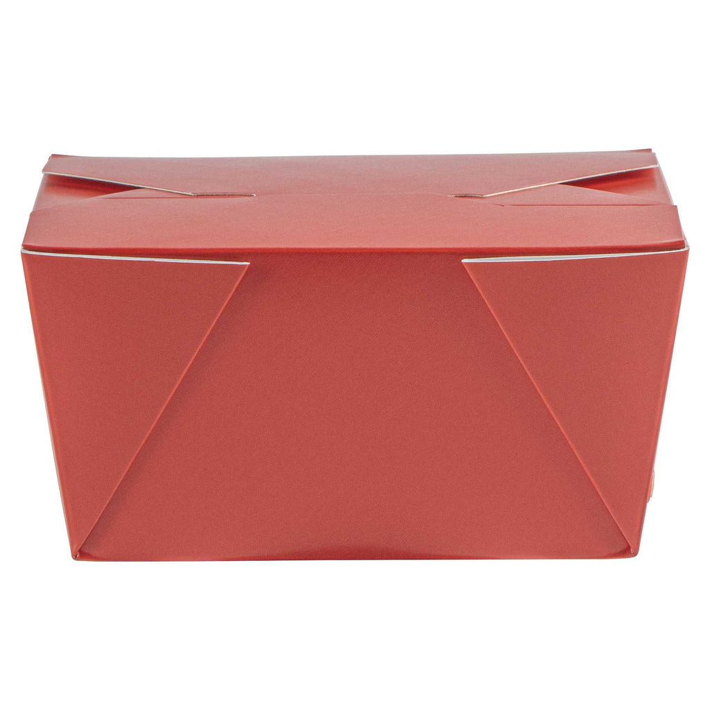 Bio Tek 30 oz Rectangle Red Paper #1 Bio Box Take Out Container - 5" x 4" x 2 1/2" - 50 count box