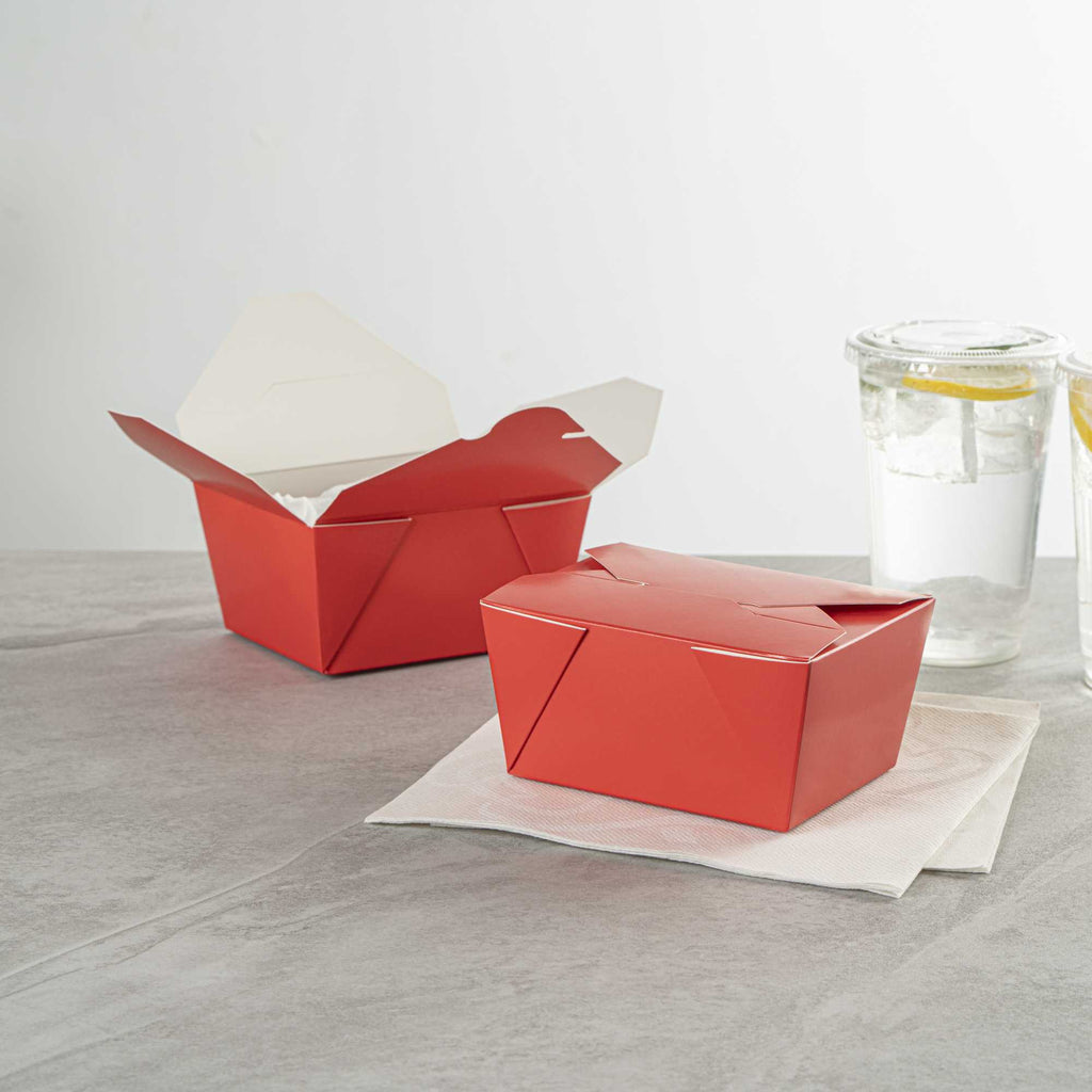 Bio Tek 30 oz Rectangle Red Paper #1 Bio Box Take Out Container - 5" x 4" x 2 1/2" - 200 count box