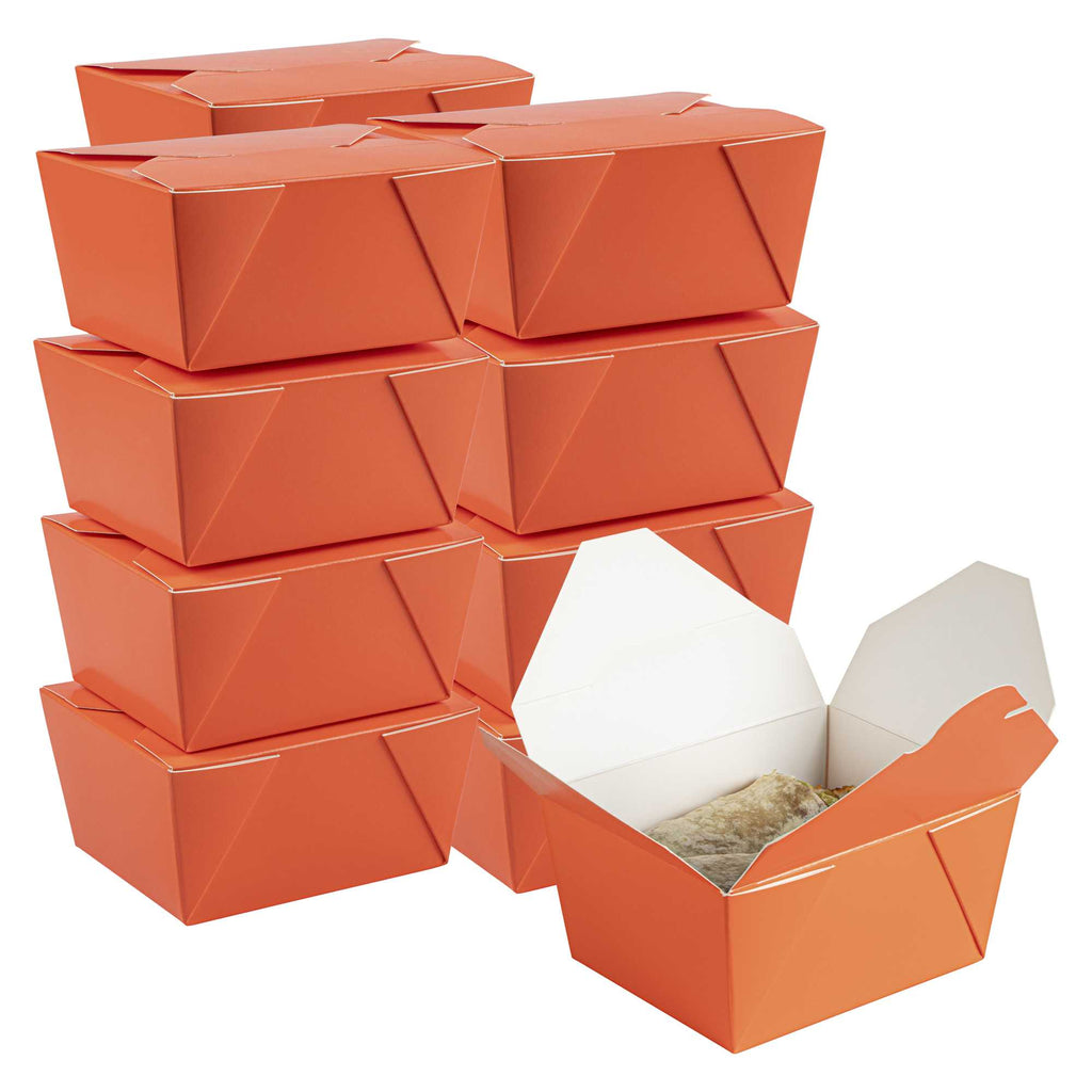 Bio Tek 30 oz Rectangle Tangerine Orange Paper #1 Bio Box Take Out Container - 5" x 4" x 2 1/2" - 50 count box