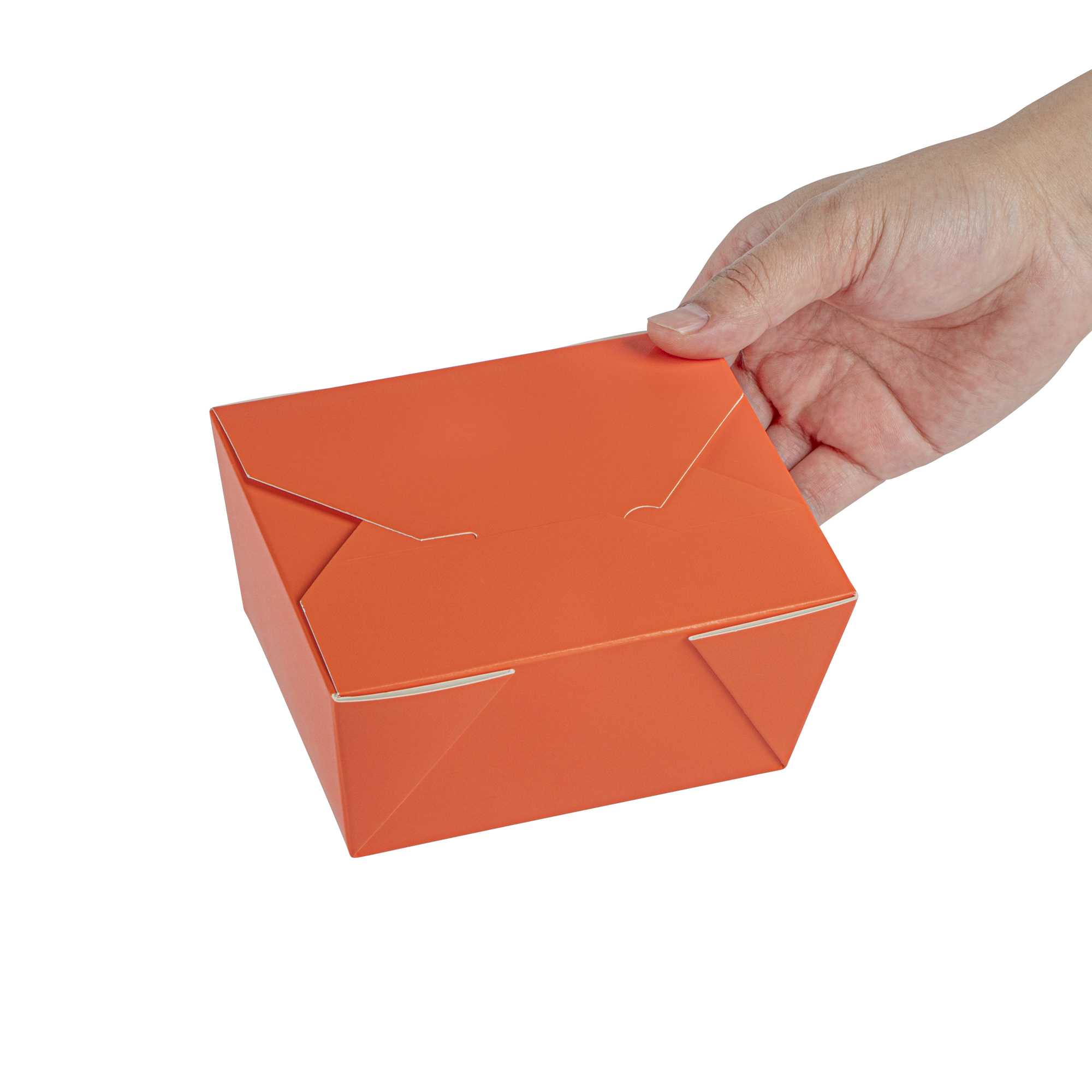 Bio Tek 30 oz Rectangle Tangerine Orange Paper #1 Bio Box Take Out Container - 5" x 4" x 2 1/2" - 50 count box