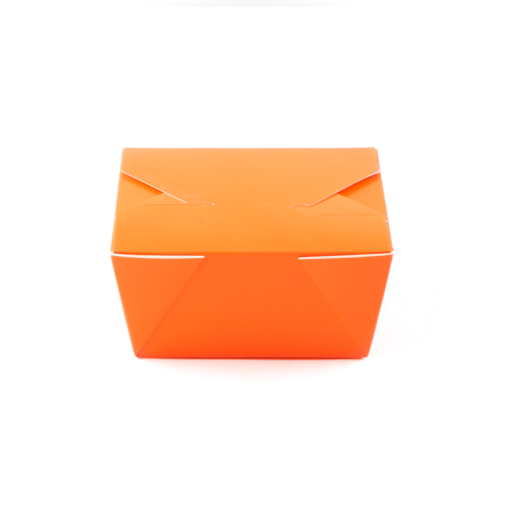 Bio Tek 30 oz Rectangle Tangerine Orange Paper #1 Bio Box Take Out Container - 5" x 4" x 2 1/2" - 50 count box