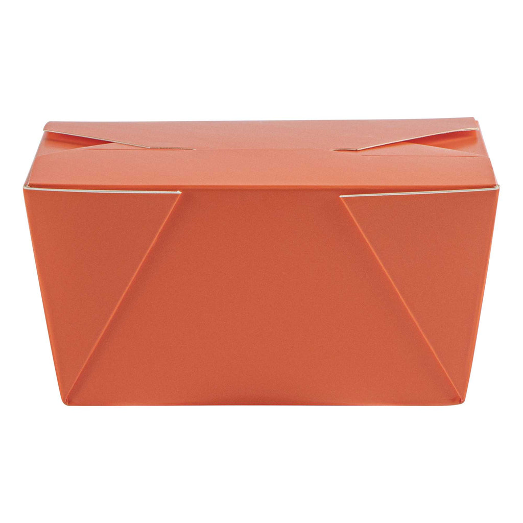 Bio Tek 30 oz Rectangle Tangerine Orange Paper #1 Bio Box Take Out Container - 5" x 4" x 2 1/2" - 50 count box