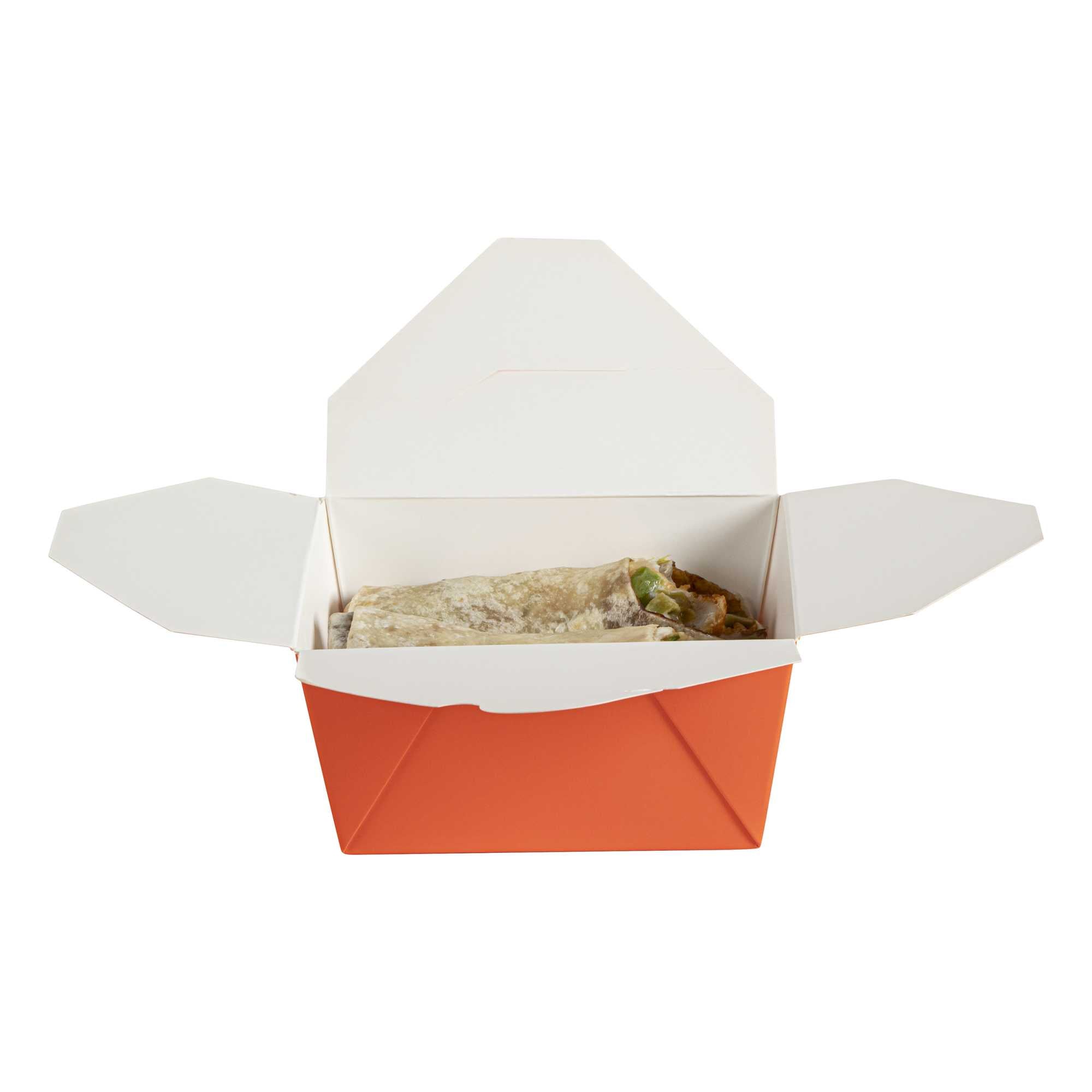 Bio Tek 30 oz Rectangle Tangerine Orange Paper #1 Bio Box Take Out Container - 5" x 4" x 2 1/2" - 200 count box