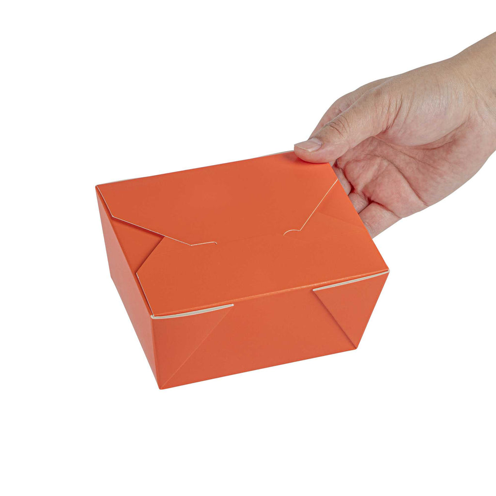Bio Tek 30 oz Rectangle Tangerine Orange Paper #1 Bio Box Take Out Container - 5" x 4" x 2 1/2" - 200 count box