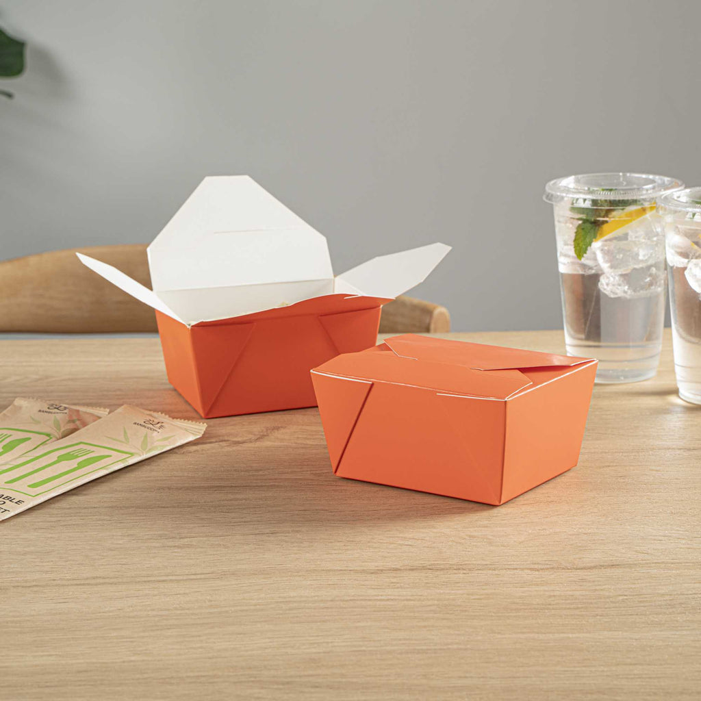 Bio Tek 30 oz Rectangle Tangerine Orange Paper #1 Bio Box Take Out Container - 5" x 4" x 2 1/2" - 200 count box