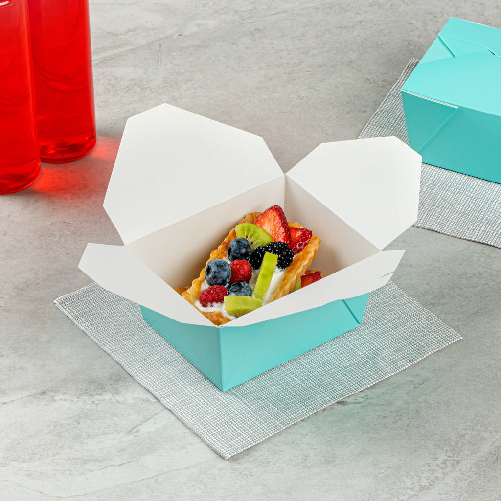 Bio Tek 30 oz Rectangle Turquoise Paper #1 Bio Box Take Out Container - 5" x 4" x 2 1/2" - 200 count box