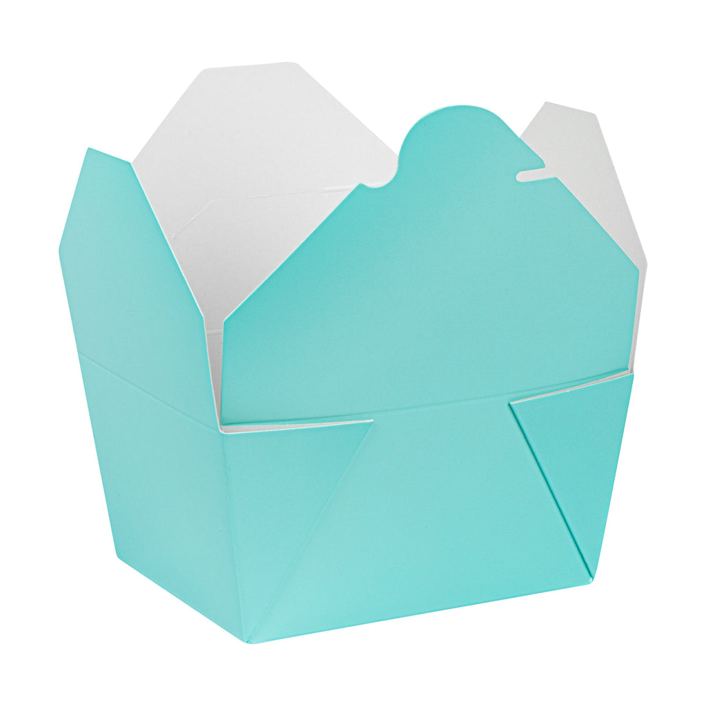Bio Tek 30 oz Rectangle Turquoise Paper #1 Bio Box Take Out Container - 5" x 4" x 2 1/2" - 50 count box