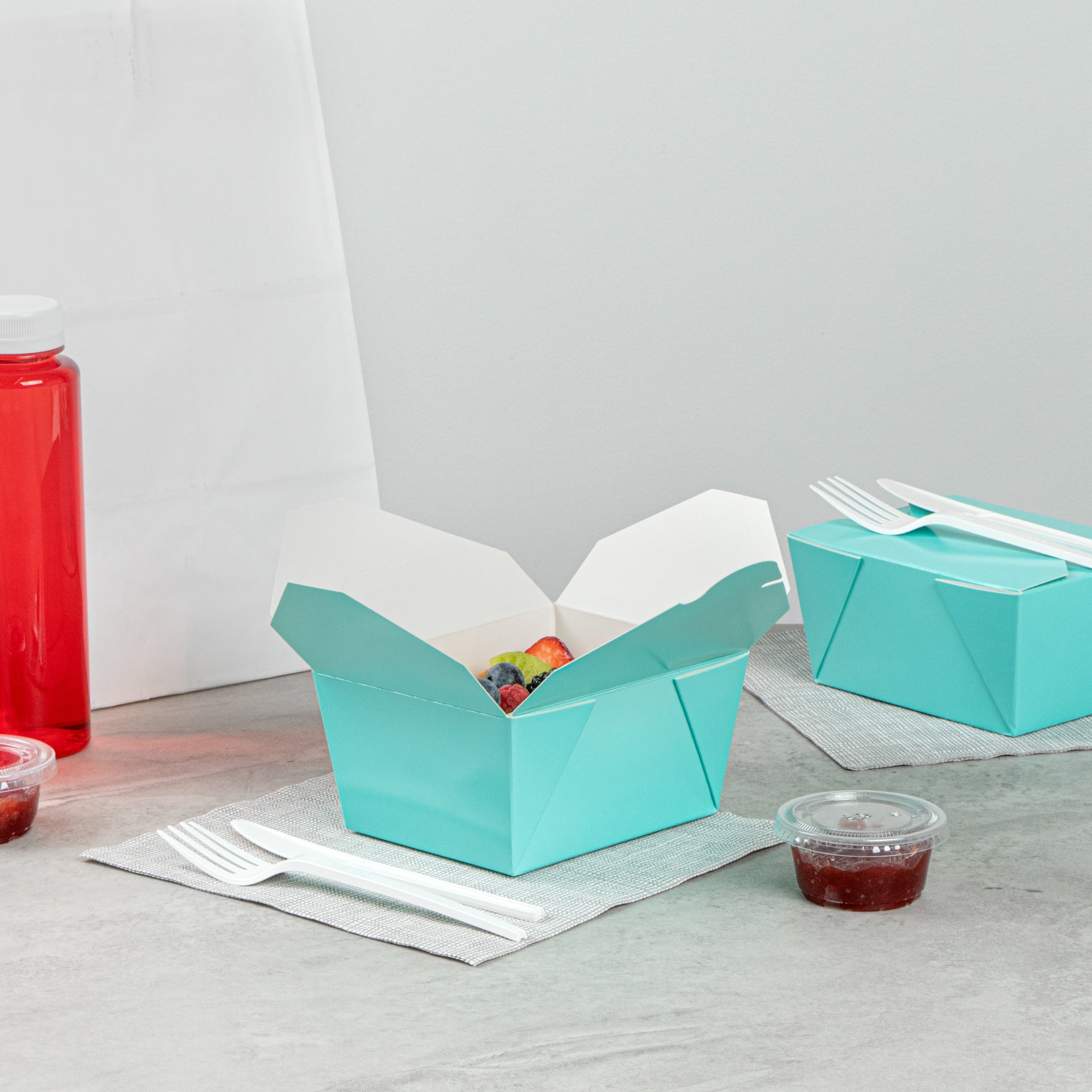 Bio Tek 30 oz Rectangle Turquoise Paper #1 Bio Box Take Out Container - 5" x 4" x 2 1/2" - 200 count box