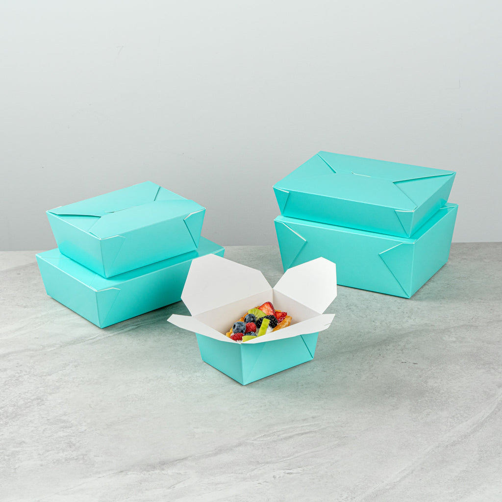 Bio Tek 30 oz Rectangle Turquoise Paper #1 Bio Box Take Out Container - 5" x 4" x 2 1/2" - 200 count box