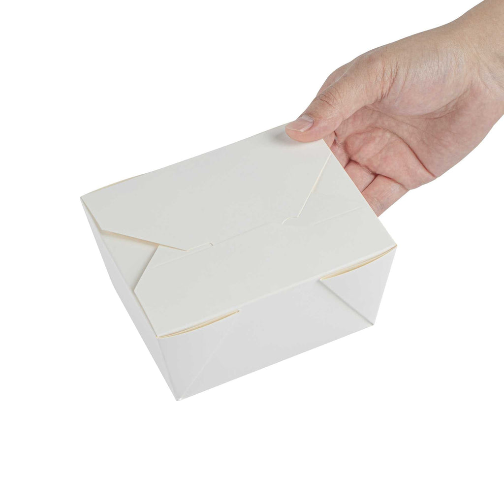 Bio Tek 30 oz Rectangle White Paper #1 Bio Box Take Out Container - 5" x 4" x 2 1/2" - 50 count box