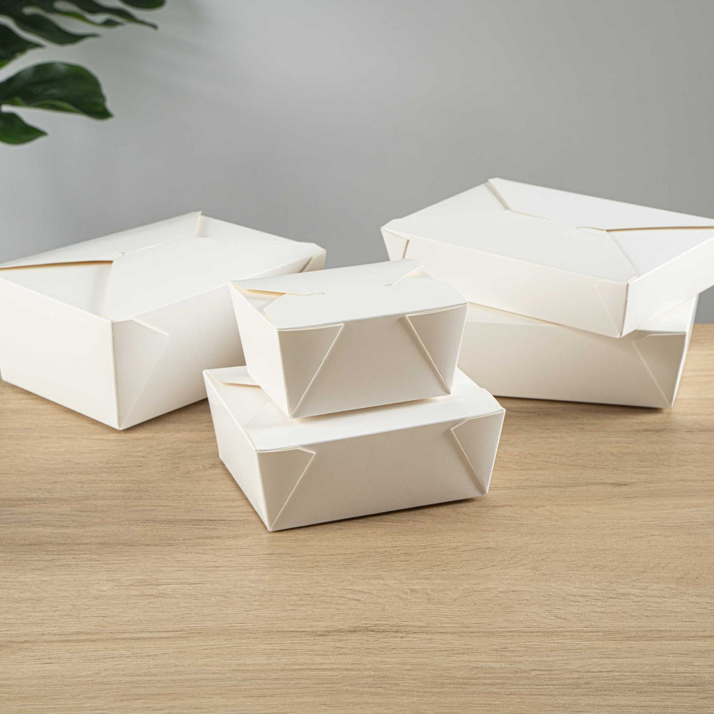 Bio Tek 30 oz Rectangle White Paper #1 Bio Box Take Out Container - 5" x 4" x 2 1/2" - 50 count box