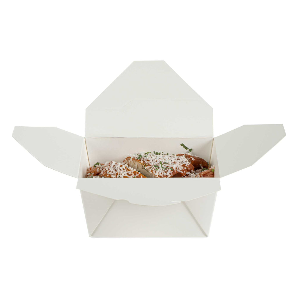 Bio Tek 30 oz Rectangle White Paper #1 Bio Box Take Out Container - 5" x 4" x 2 1/2" - 200 count box