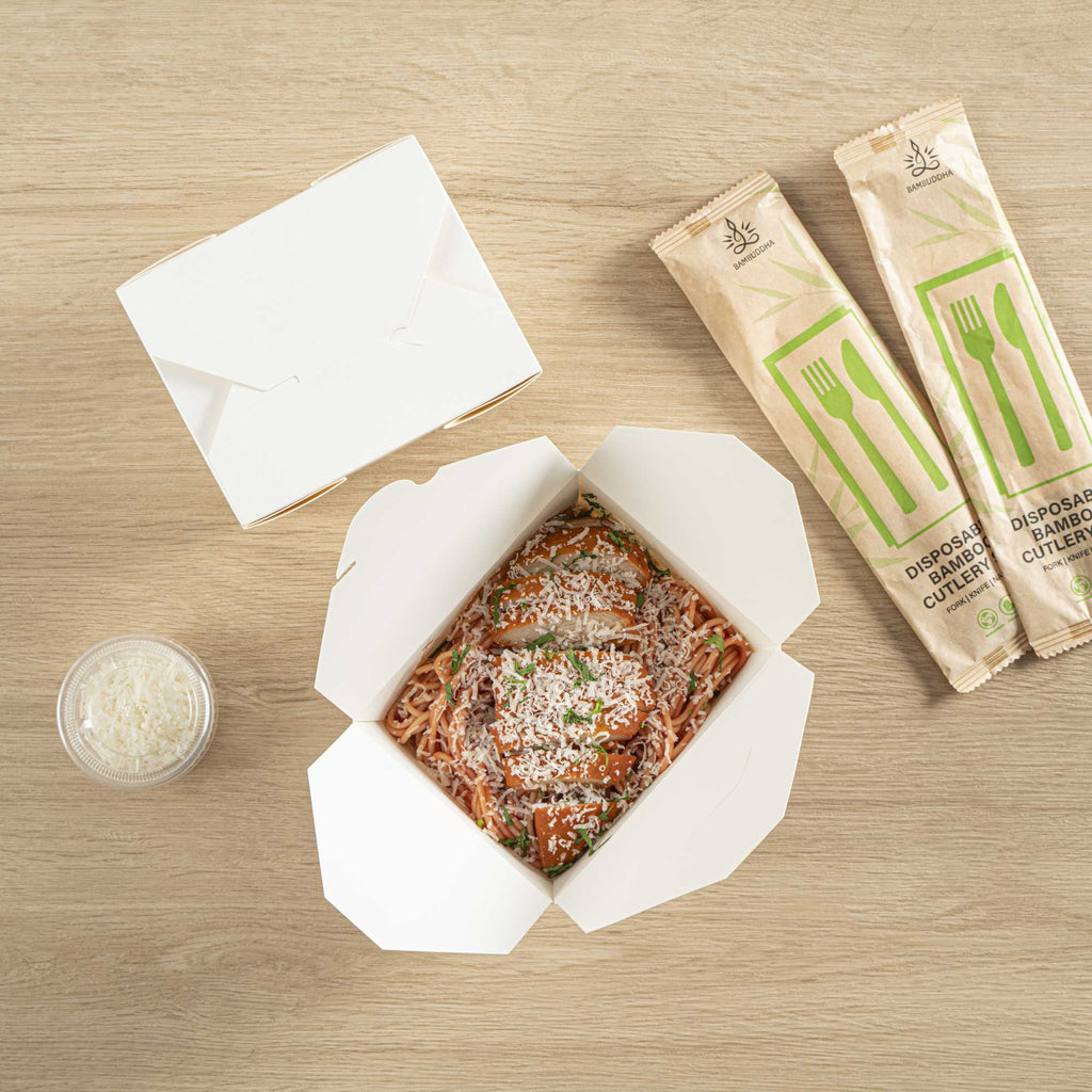 Bio Tek 30 oz Rectangle White Paper #1 Bio Box Take Out Container - 5" x 4" x 2 1/2" - 200 count box