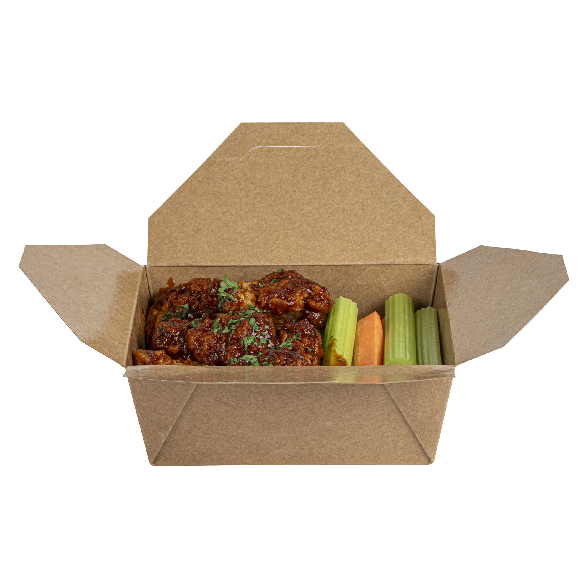 Bio Tek 45 oz Rectangle Kraft Paper #8 Bio Box Take Out Container - 6 3/4" x 5 1/2" x 2 1/2" - 50 count box