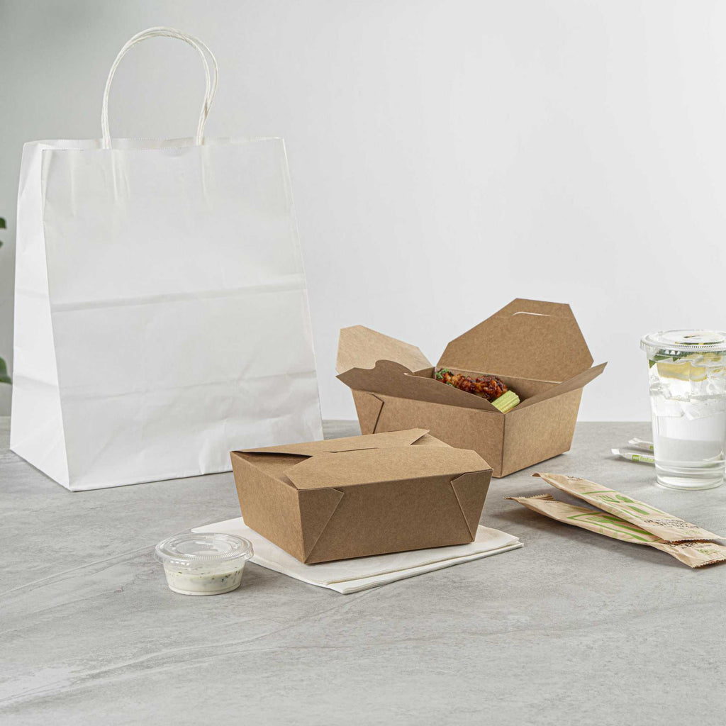 Bio Tek 45 oz Rectangle Kraft Paper #8 Bio Box Take Out Container - 6 3/4" x 5 1/2" x 2 1/2" - 50 count box