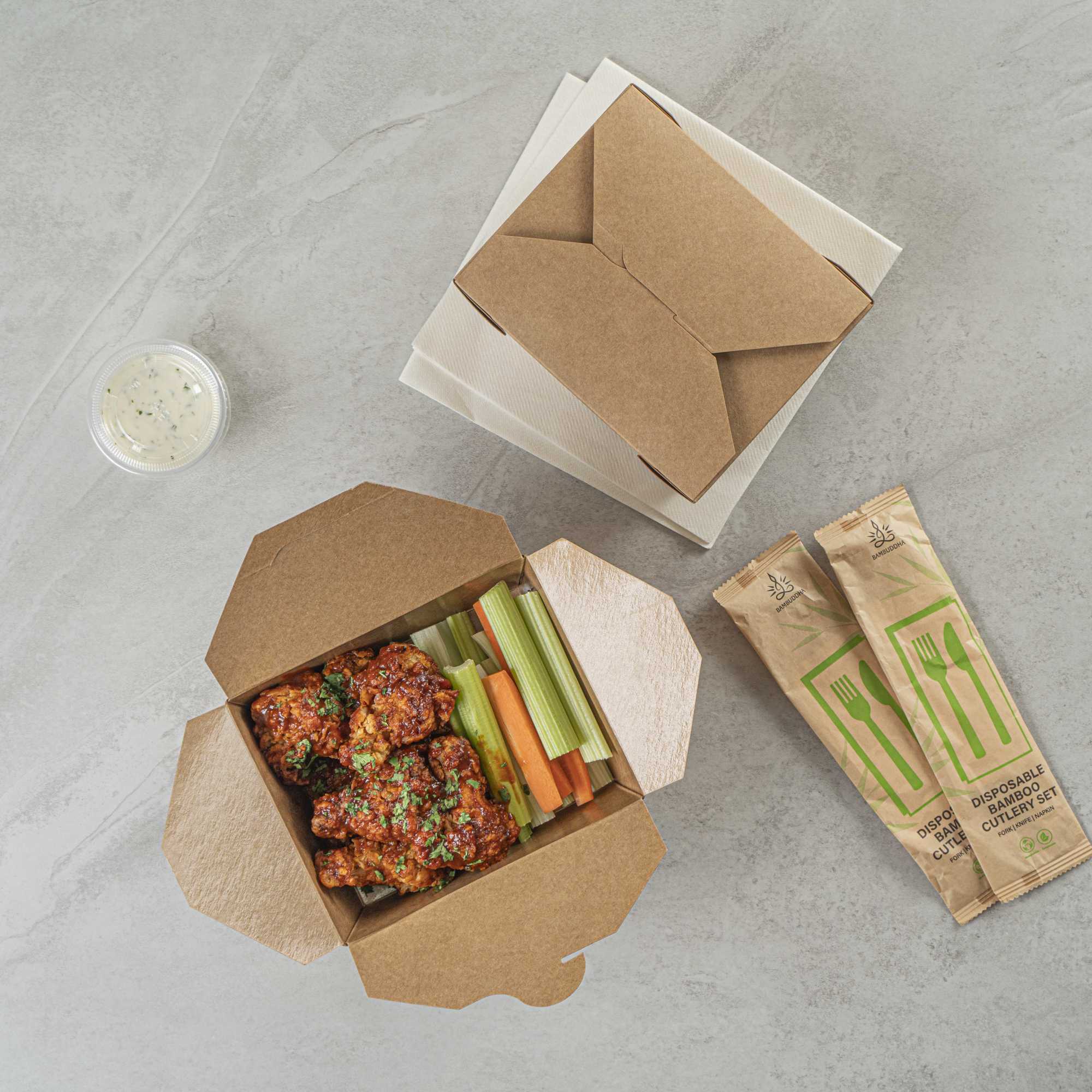 Bio Tek 45 oz Rectangle Kraft Paper #8 Bio Box Take Out Container - 6 3/4" x 5 1/2" x 2 1/2" - 200 count box