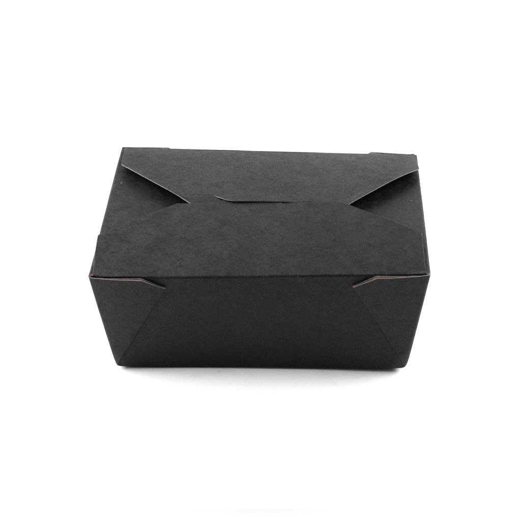 Bio Tek 45 oz Rectangle Black Paper #8 Bio Box Take Out Container - 6 3/4" x 5 1/2" x 2 1/2" - 200 count box