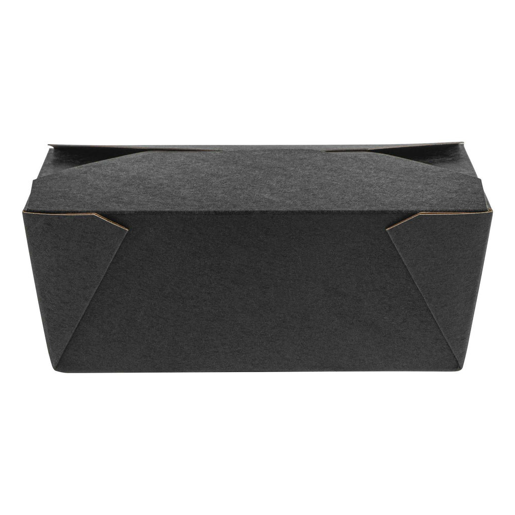 Bio Tek 45 oz Rectangle Black Paper #8 Bio Box Take Out Container - 6 3/4" x 5 1/2" x 2 1/2" - 200 count box