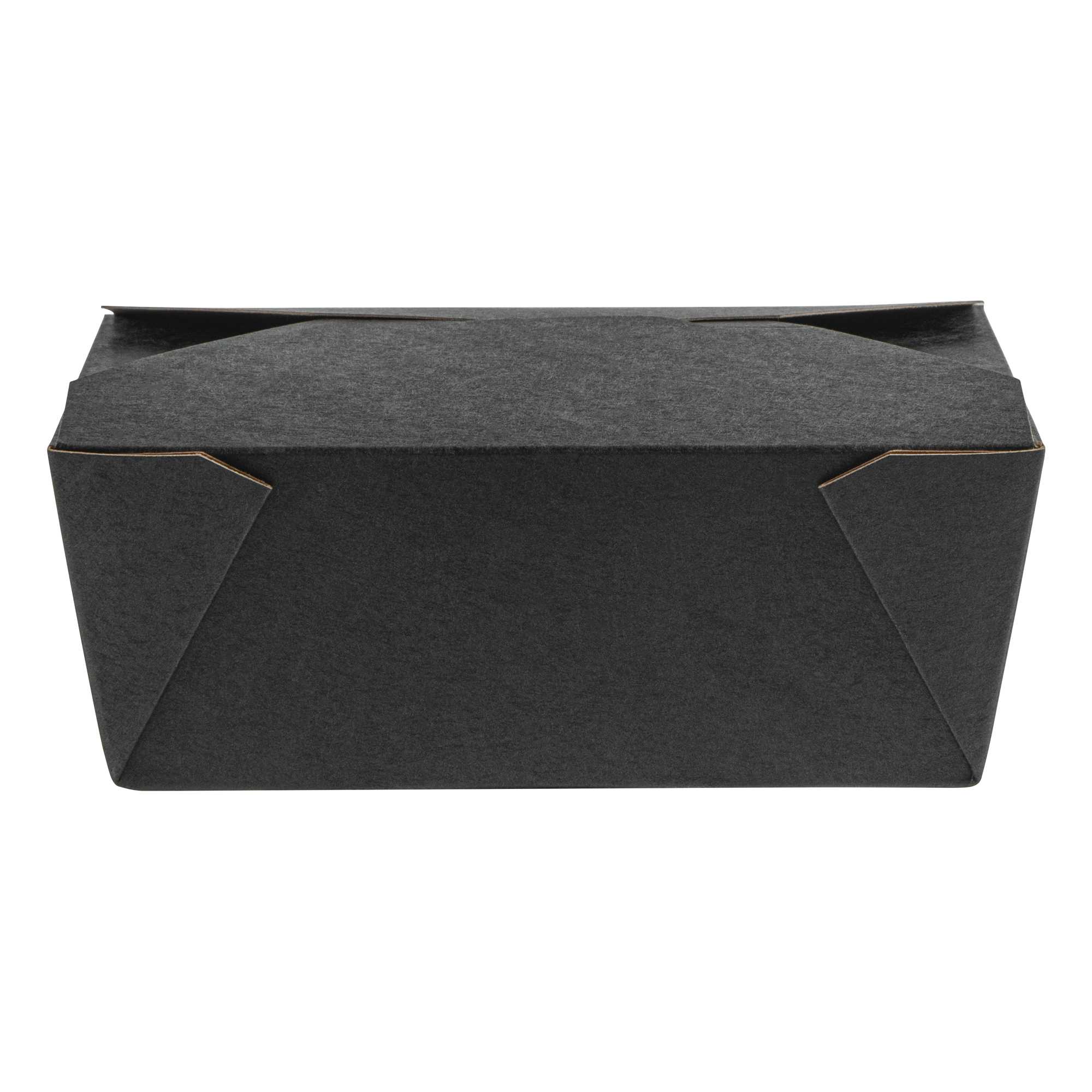 Bio Tek 45 oz Rectangle Black Paper #8 Bio Box Take Out Container - 6 3/4" x 5 1/2" x 2 1/2" - 200 count box