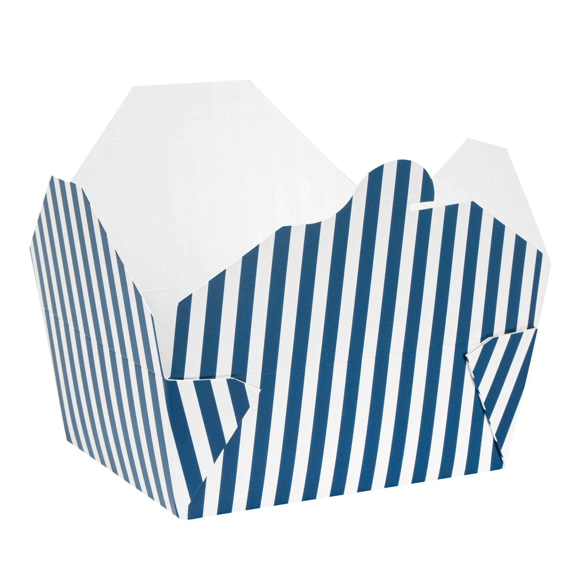 Bio Tek 45 oz Rectangle Blue and White Stripe Paper #8 Bio Box Take Out Container - 6 3/4" x 5 1/2" x 2 1/2" - 200 count box