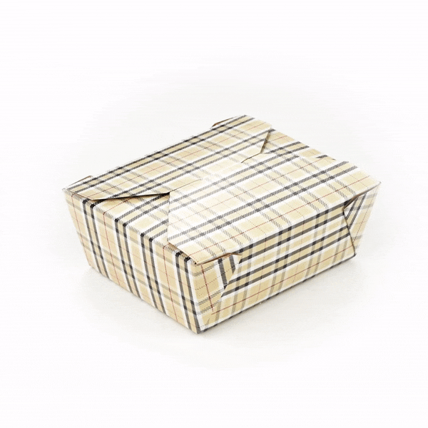Bio Tek 45 oz Rectangle Plaid Paper #8 Bio Box Take Out Container - 6 3/4" x 5 1/2" x 2 1/2" - 50 count box