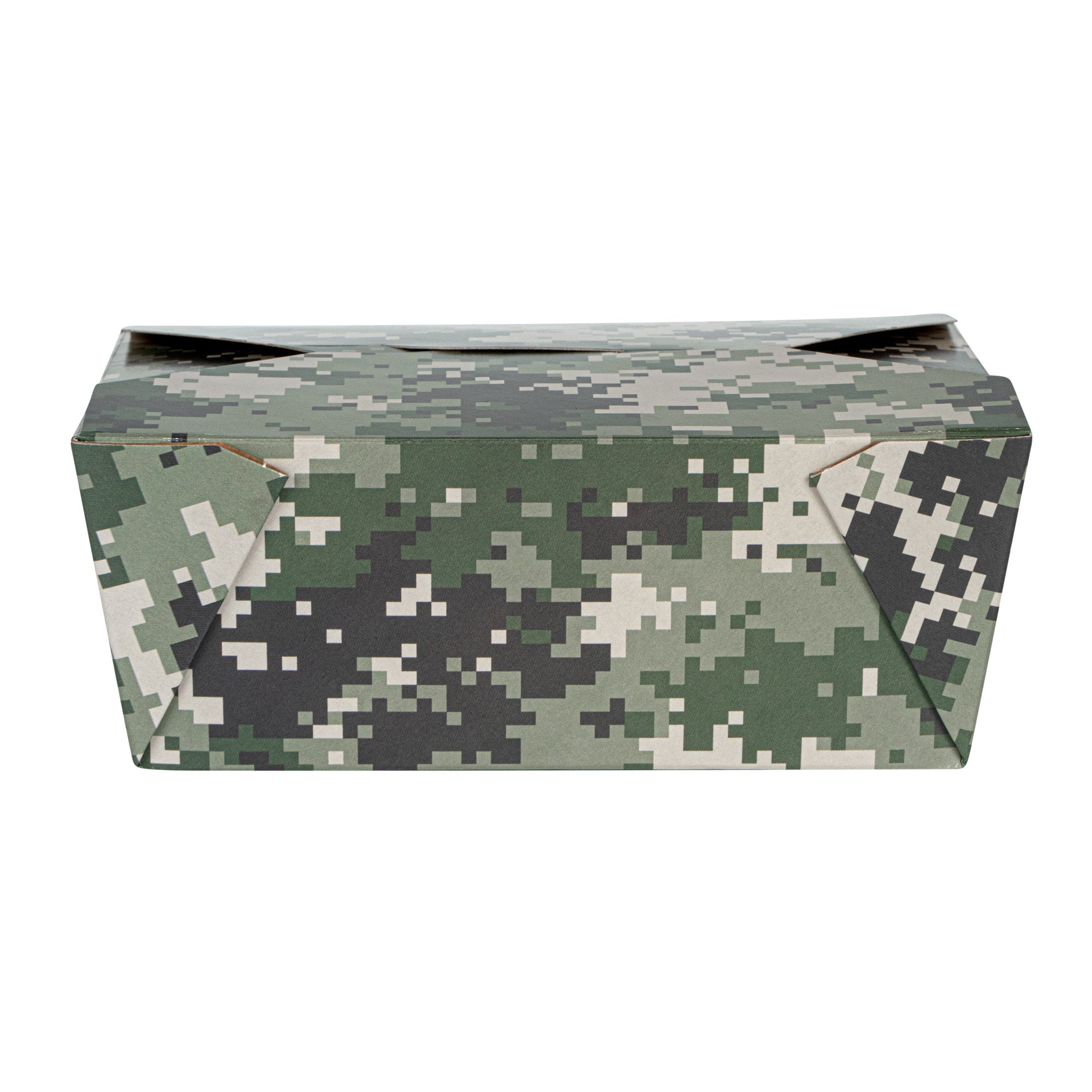Bio Tek 45 oz Rectangle Camouflage Paper #8 Bio Box Take Out Container - 6 3/4" x 5 1/2" x 2 1/2" - 50 count box