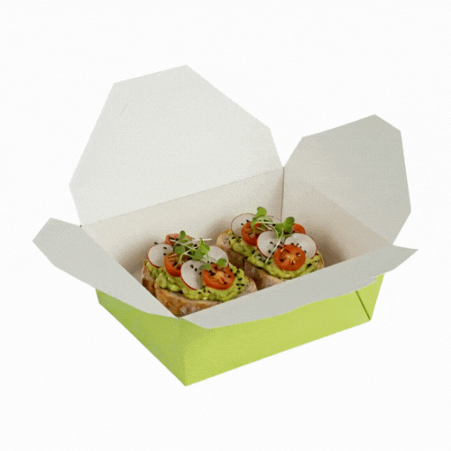 Bio Tek 45 oz Rectangle Eco Green Paper #8 Bio Box Take Out Container - 6 3/4" x 5 1/2" x 2 1/2" - 50 count box