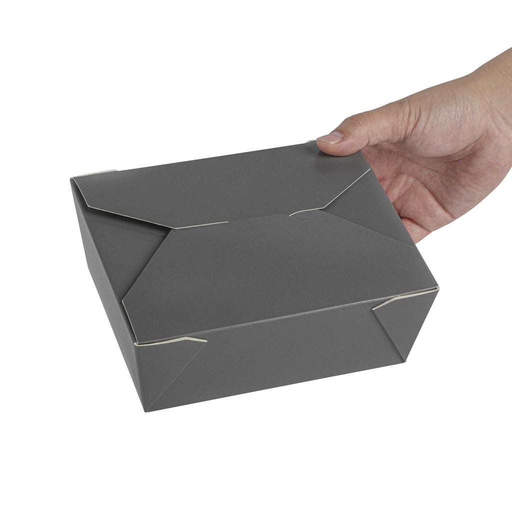 Bio Tek 45 oz Rectangle Gray Paper #8 Bio Box Take Out Container - 6 3/4" x 5 1/2" x 2 1/2" - 50 count box