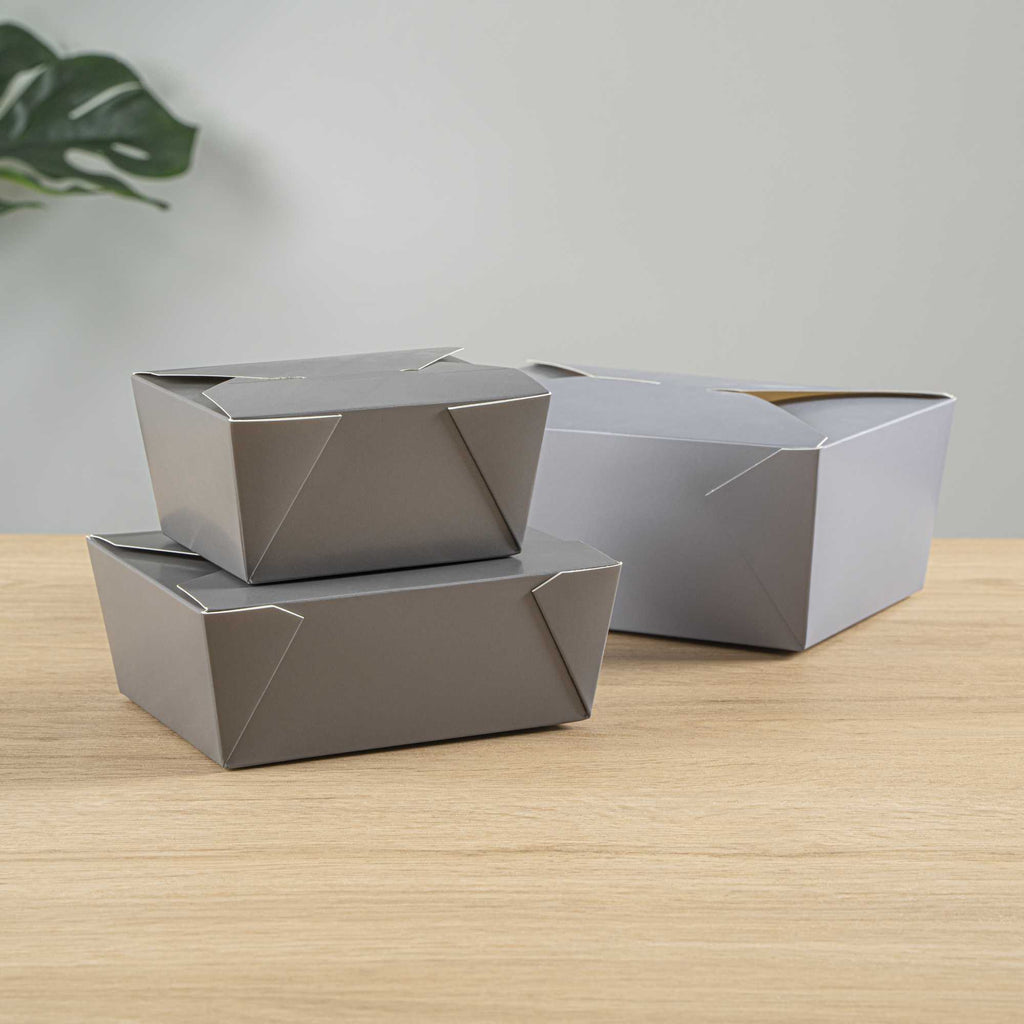 Bio Tek 45 oz Rectangle Gray Paper #8 Bio Box Take Out Container - 6 3/4" x 5 1/2" x 2 1/2" - 50 count box