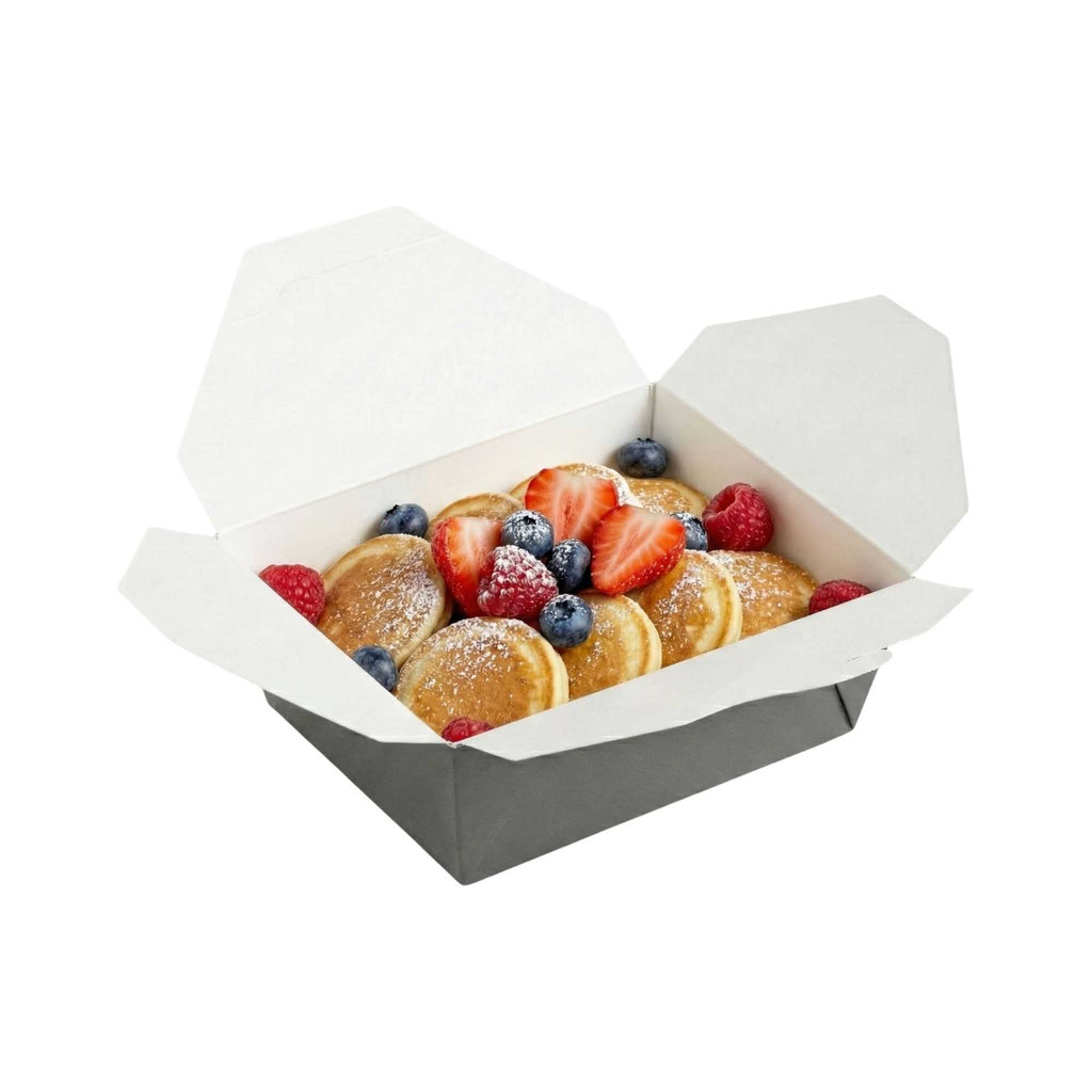Bio Tek 45 oz Rectangle Gray Paper #8 Bio Box Take Out Container - 6 3/4" x 5 1/2" x 2 1/2" - 200 count box