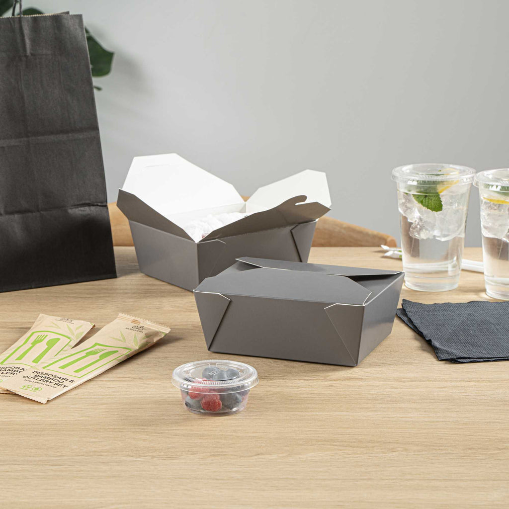 Bio Tek 45 oz Rectangle Gray Paper #8 Bio Box Take Out Container - 6 3/4" x 5 1/2" x 2 1/2" - 200 count box