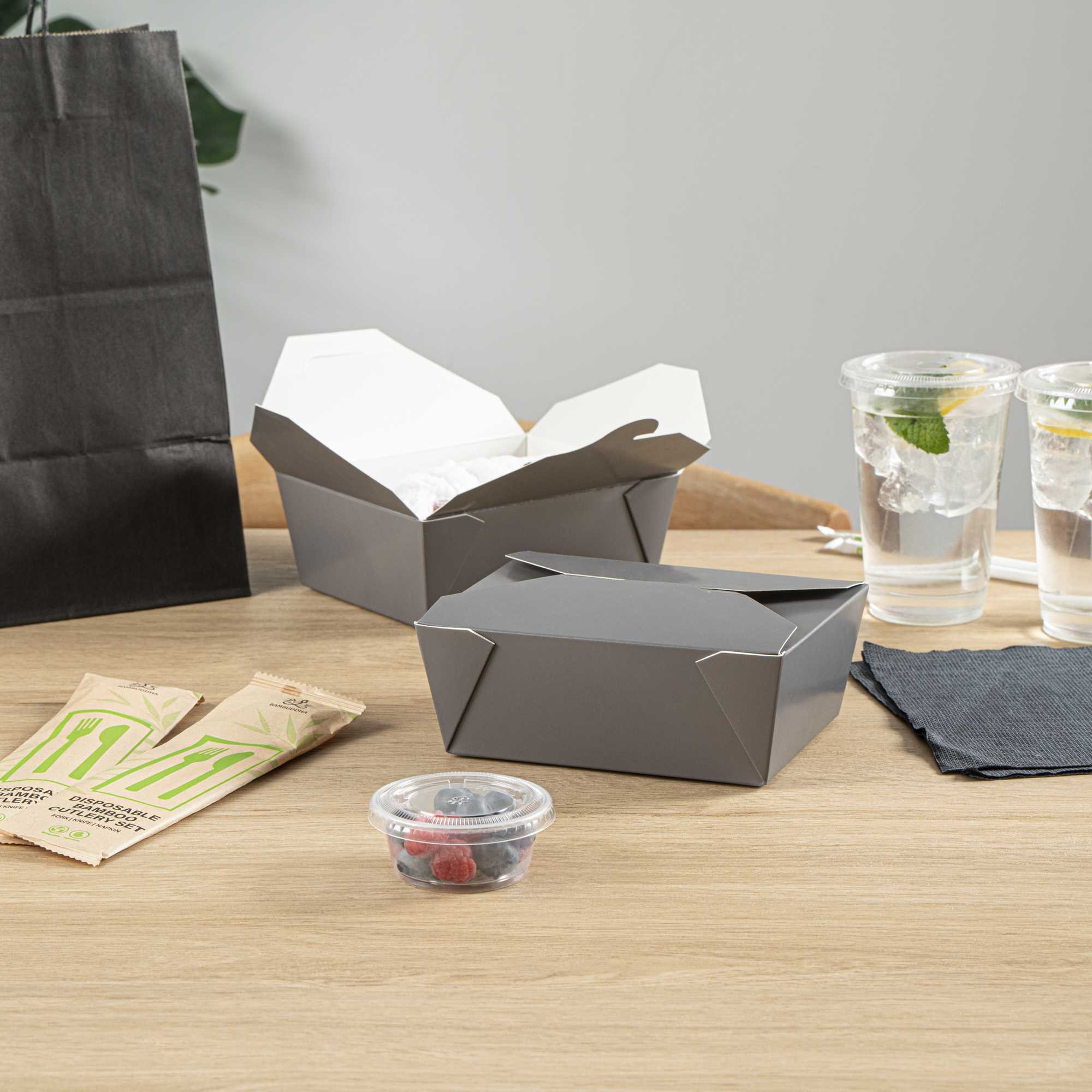 Bio Tek 45 oz Rectangle Gray Paper #8 Bio Box Take Out Container - 6 3/4" x 5 1/2" x 2 1/2" - 200 count box