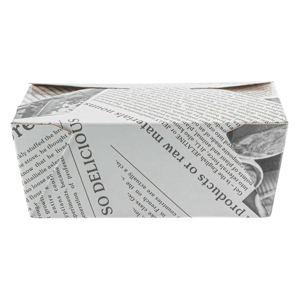 Bio Tek 45 oz Rectangle Newsprint Paper #8 Bio Box Take Out Container - 6 3/4" x 5 1/2" x 2 1/2" - 50 count box