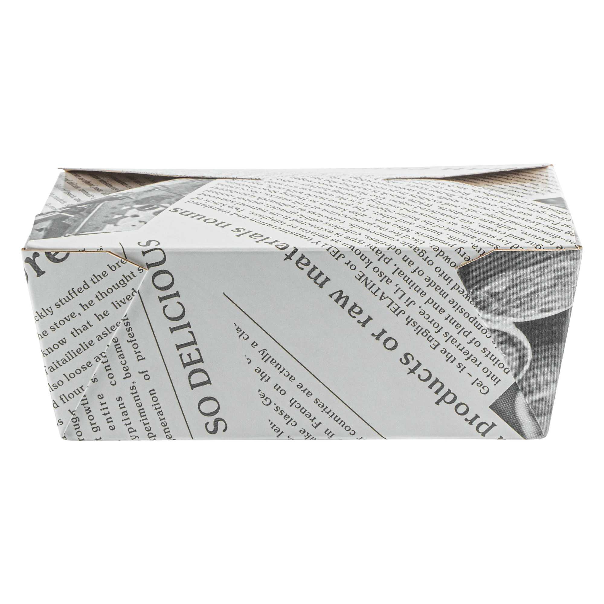 Bio Tek 45 oz Rectangle Newsprint Paper #8 Bio Box Take Out Container - 6 3/4" x 5 1/2" x 2 1/2" - 200 count box