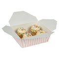 Bio Tek 45 oz Rectangle Pink and White Stripe Paper #8 Bio Box Take Out Container - 6 3/4" x 5 1/2" x 2 1/2" - 50 count box