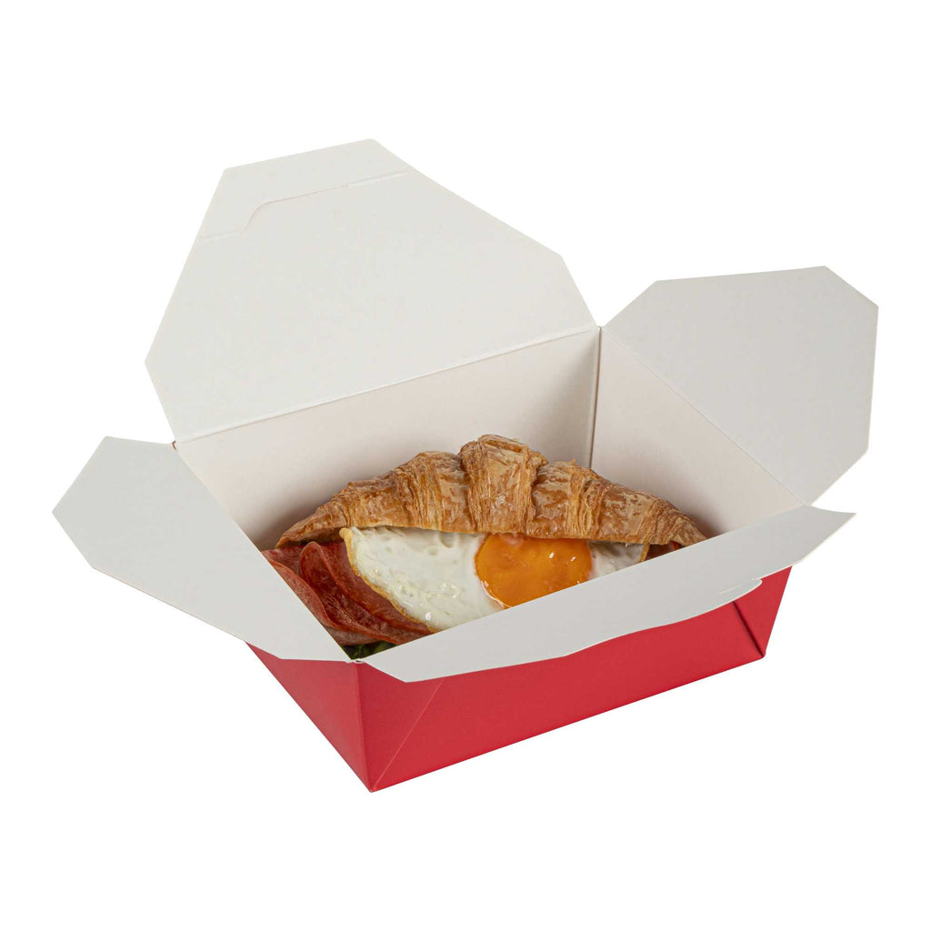 Bio Tek 45 oz Rectangle Red Paper #8 Bio Box Take Out Container - 6 3/4" x 5 1/2" x 2 1/2" - 50 count box