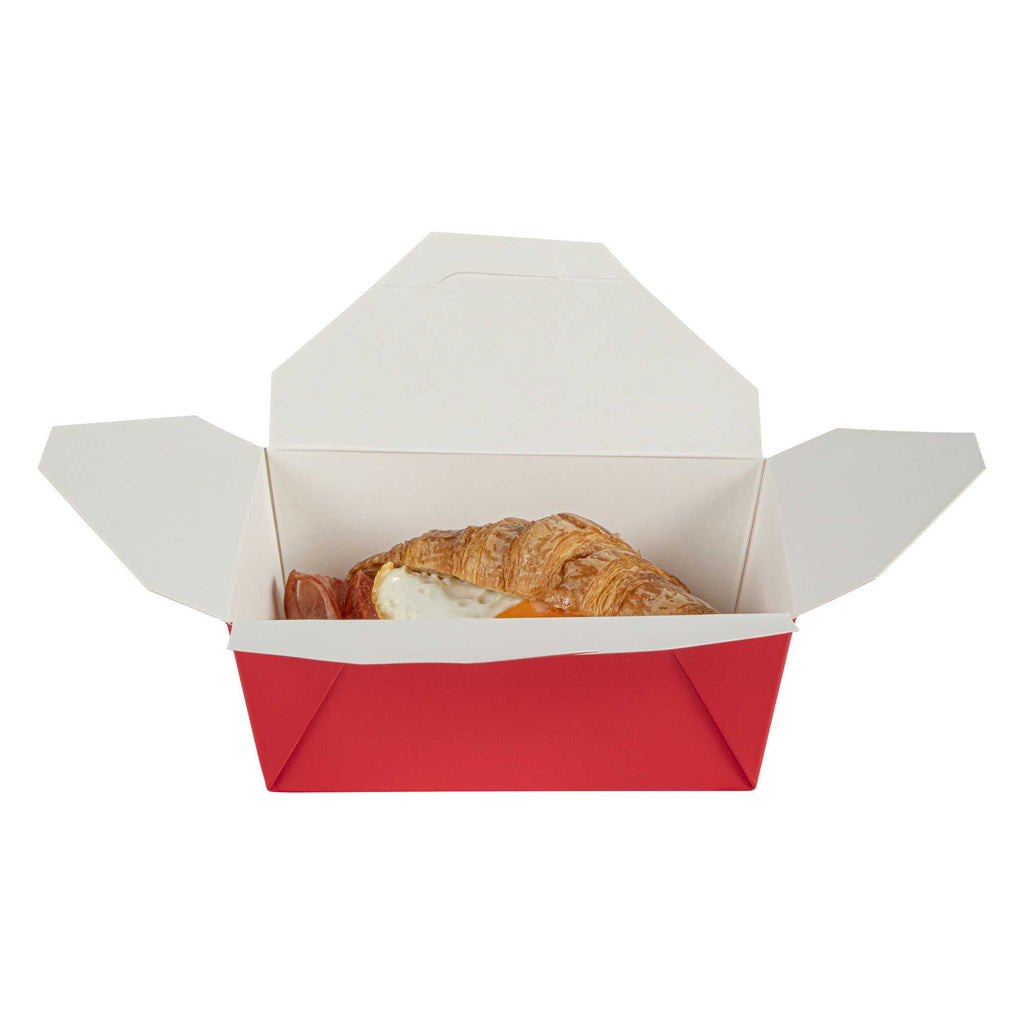 Bio Tek 45 oz Rectangle Red Paper #8 Bio Box Take Out Container - 6 3/4" x 5 1/2" x 2 1/2" - 50 count box