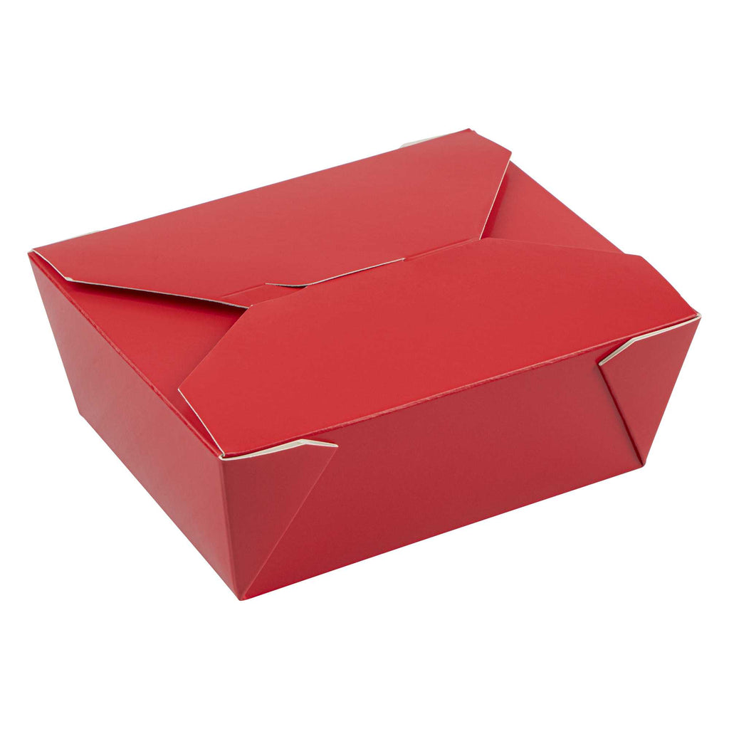 Bio Tek 45 oz Rectangle Red Paper #8 Bio Box Take Out Container - 6 3/4" x 5 1/2" x 2 1/2" - 50 count box